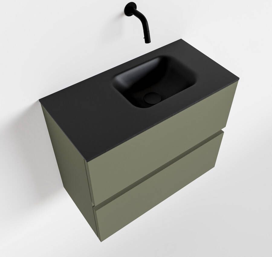 Mondiaz ADA Toiletmeubel 60x30x50cm met 0 kraangaten 2 lades army mat Wastafel Lex rechts Solid Surface Zwart FK75342183 - Foto 3