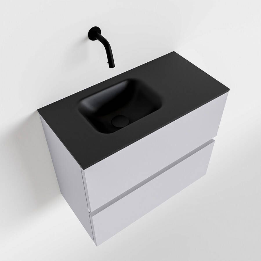 Mondiaz ADA Toiletmeubel 60x30x50cm met 0 kraangaten 2 lades cale mat Wastafel Lex links Solid Surface Zwart FK75342297