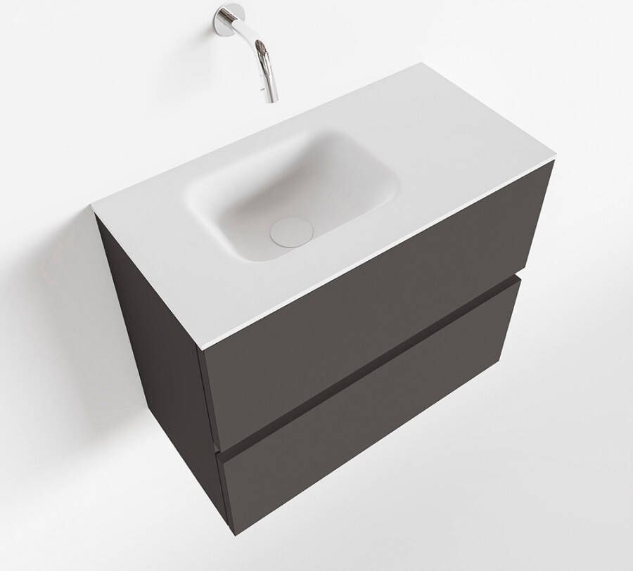 Mondiaz ADA Toiletmeubel 60x30x50cm met 0 kraangaten 2 lades dark grey mat Wastafel Lex links Solid Surface Wit FK75341775 - Foto 2