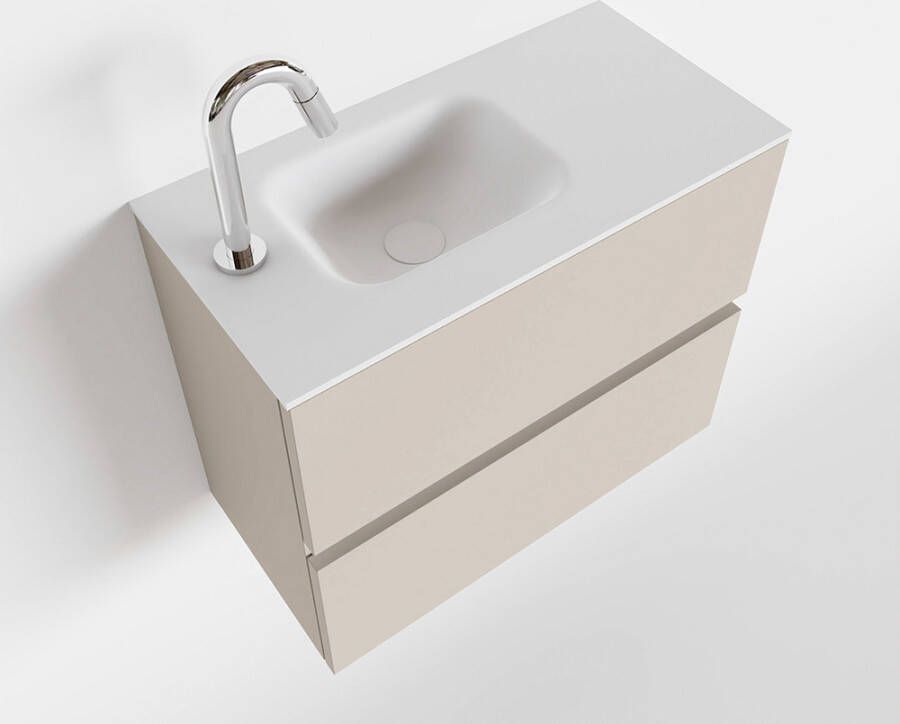 Mondiaz ADA Toiletmeubel 60x30x50cm met 1 kraangaten 2 lades linen mat Wastafel Lex links Solid Surface Wit FK75341919 - Foto 2