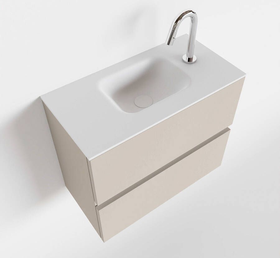 Mondiaz ADA Toiletmeubel 60x30x50cm 1 kraangat 2 lades linen mat wasbak midden Solid surface Wit FK75341917 - Foto 3