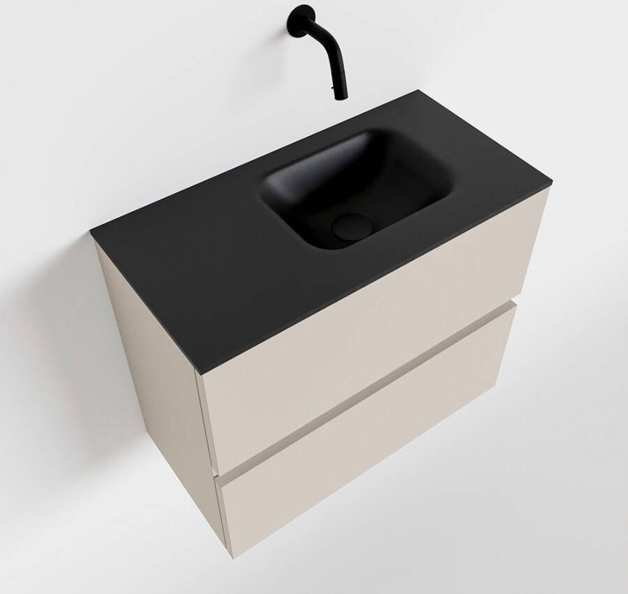 Mondiaz ADA Toiletmeubel 60x30x50cm met 0 kraangaten 2 lades linen mat Wastafel Lex rechts Solid Surface Zwart FK75342270