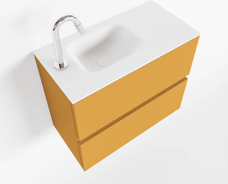 Mondiaz ADA Toiletmeubel 60x30x50cm met 1 kraangaten 2 lades ocher mat Wastafel Lex links Solid Surface Wit FK75341861