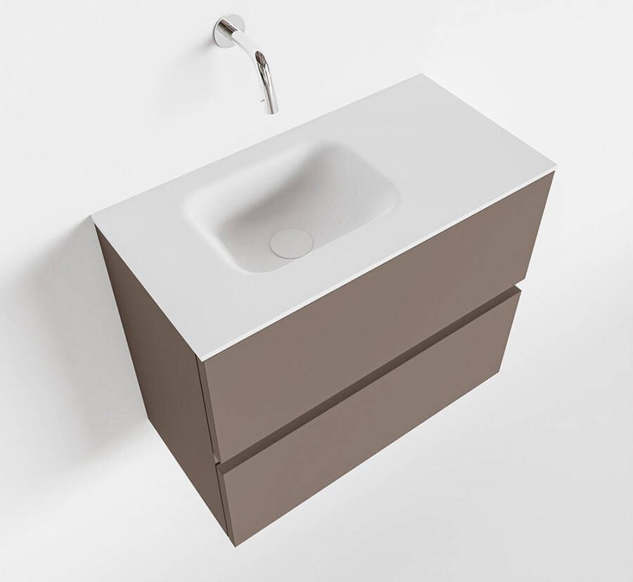 Mondiaz ADA Toiletmeubel 60x30x50cm met 0 kraangaten 2 lades smoke mat Wastafel Lex links Solid Surface Wit FK75341804 - Foto 2