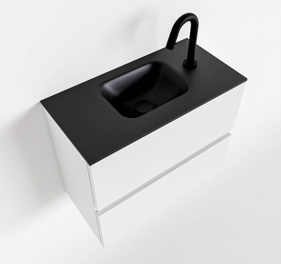 Mondiaz ADA Toiletmeubel 60x30x50cm 1 kraangat 2 lades talc mat wasbak midden Solid surface Zwart FK75342062 - Foto 2