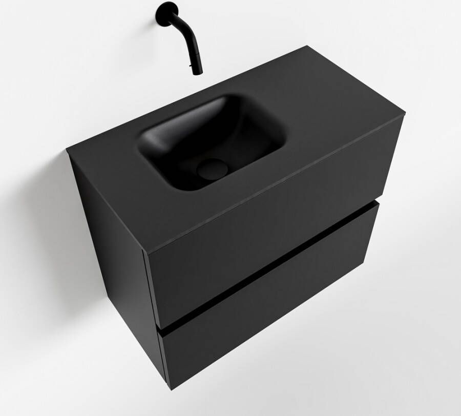 Mondiaz ADA Toiletmeubel 60x30x50cm met 0 kraangaten 2 lades urban mat Wastafel Lex links Solid Surface Zwart FK75342094 - Foto 2