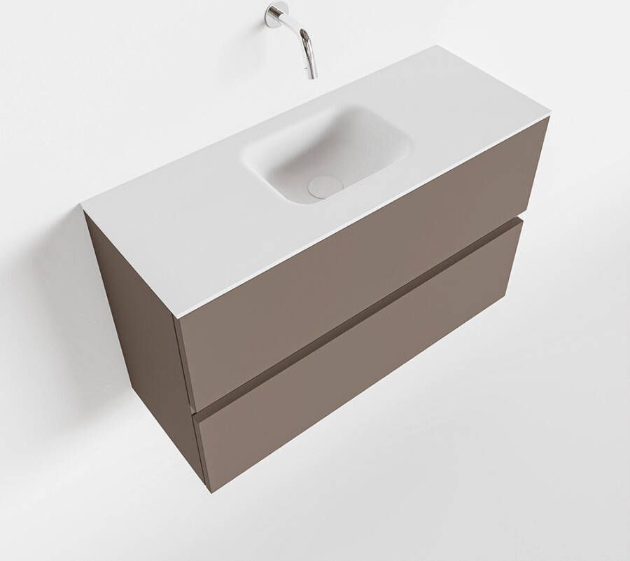 Mondiaz ADA Toiletmeubel 80x30x50cm met 0 kraangaten 2 lades smoke mat Wastafel Lex midden Solid Surface Wit FK75341808 - Foto 2
