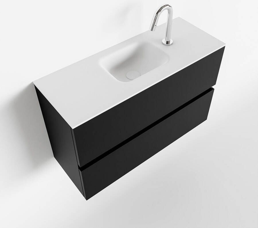 Mondiaz ADA Toiletmeubel 80x30x50cm 1 kraangat 2 lades urban mat wasbak midden Solid surface Wit FK75341749 - Foto 2