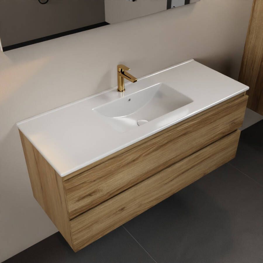 Mondiaz AIVY 120cm badmeubel Chai wastafel glanzend wit keramiek midden 1 kraangat met spiegel (M60103 AI-M120CHMI AI-S120X70)