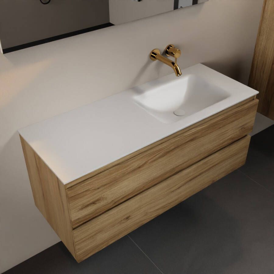 Mondiaz Aivy badmeubelset 120x45x50cm 0 kraangaten 1 wasbak talc Solid surface Rechts 2 lades Zonder spiegel Melamine Chai AIVY80104 - Foto 2