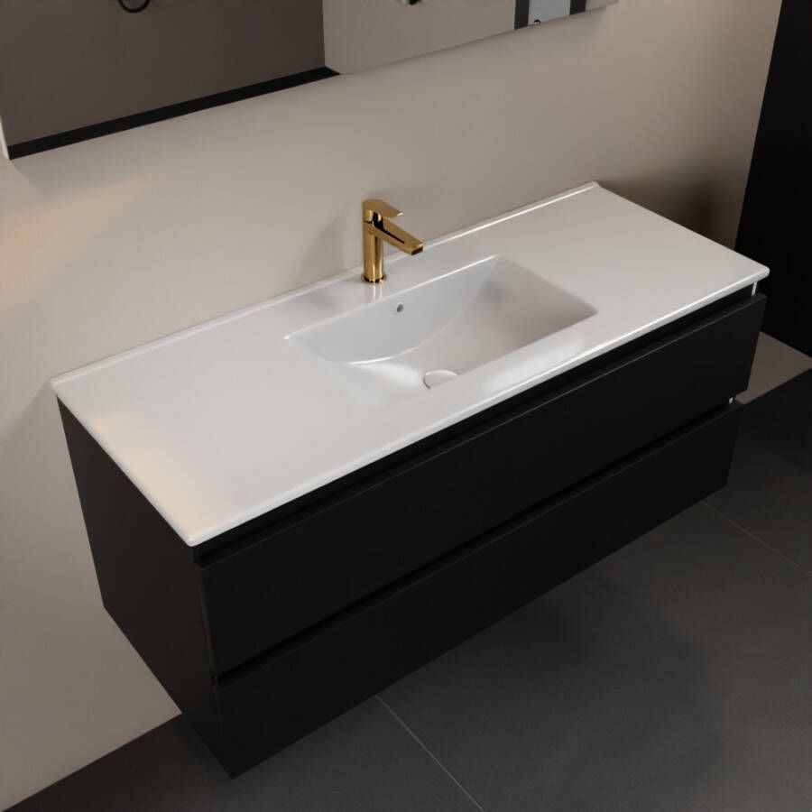 Mondiaz Aivy badmeubelset 120x45x50cm 1 kraangat 1 wasbak talc Keramiek Midden 2 lades Zonder spiegel MDF Urban AIVY80011