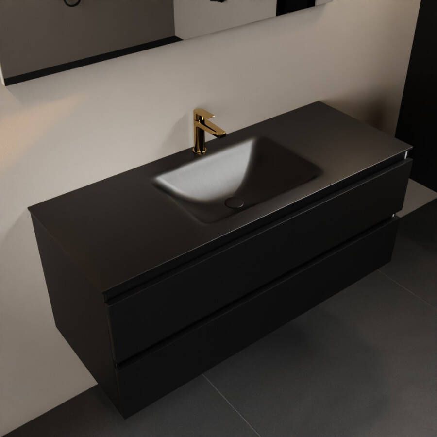 Mondiaz AIVY 120cm badmeubel Urban wastafel Urban solid surface midden 1 kraangat met spiegel (AI-351621URBAN-SI AI-M120URMI AI-S120X70) - Foto 2