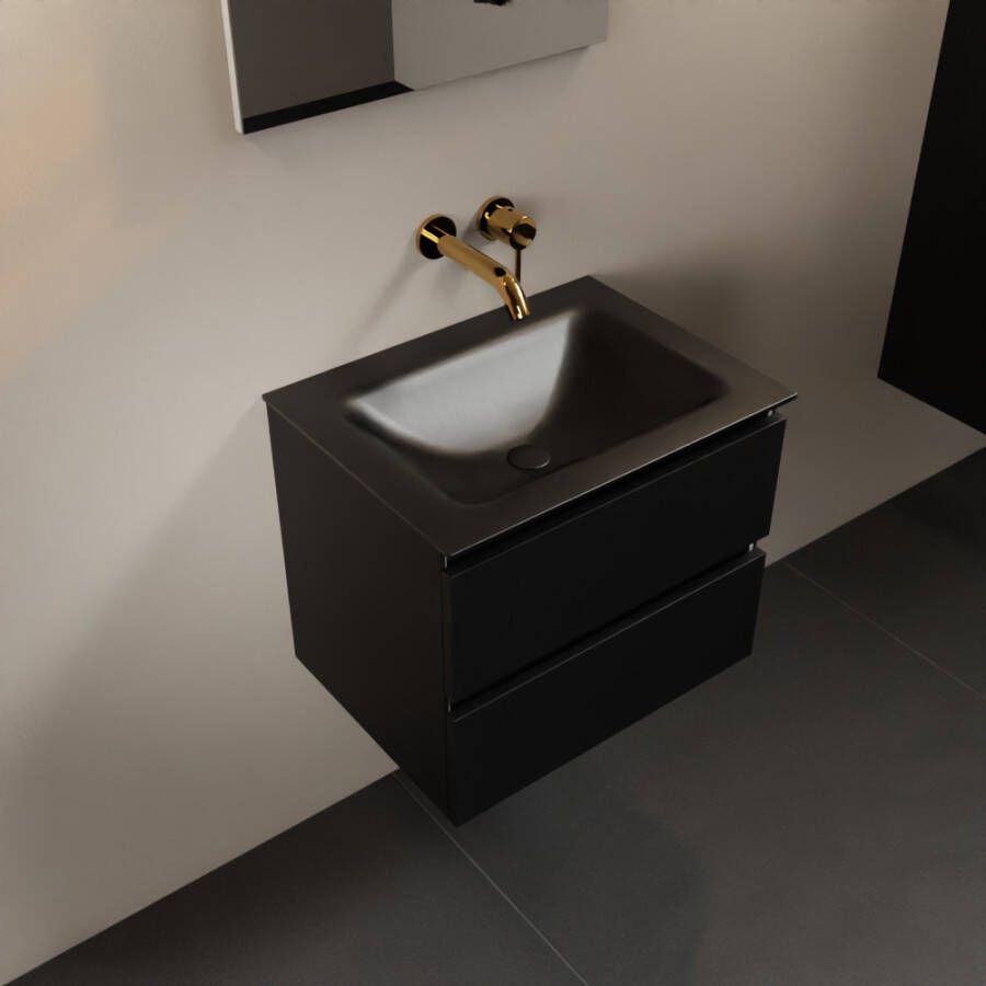 Mondiaz AIVY 60cm badmeubel Urban wastafel Urban solid surface midden zonder kraangat met spiegel (AI-351111URBAN-NO AI-M60URMI AI-S60X70) - Foto 2