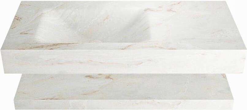 Mondiaz ALAN DLUX Badkamermeubelset 100cm planchet Frappe vrijhangende wastafel wasbak links 0 kraangaten Frappe ADX100FraPLL0Fra