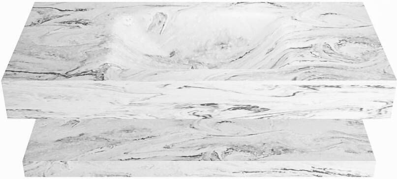 Mondiaz ALAN DLUX Badkamermeubelset 100cm planchet Glace vrijhangende wastafel wasbak midden 1 kraangat Glace ADX100GlaPLM1Gla - Foto 3