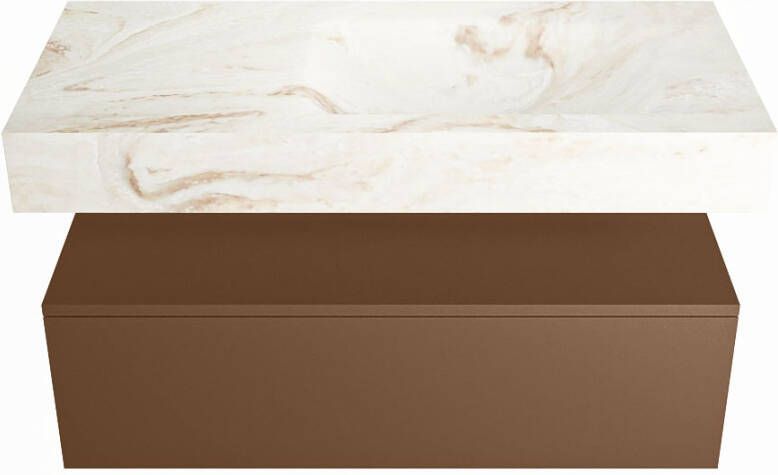 Mondiaz Alan Dlux badmeubel 100cm Rust Cloud wastafel Frappe rechts zonder kraangat