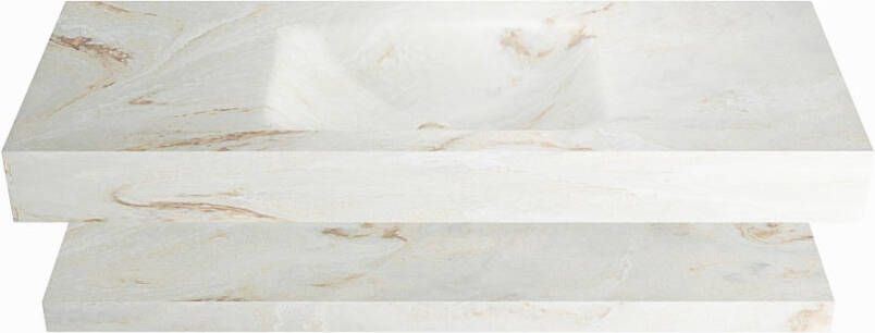 Mondiaz ALAN DLUX Badkamermeubelset 120cm planchet Frappe vrijhangende wastafel wasbak midden 1 kraangat Frappe ADX120FraPLM1Fra - Foto 2