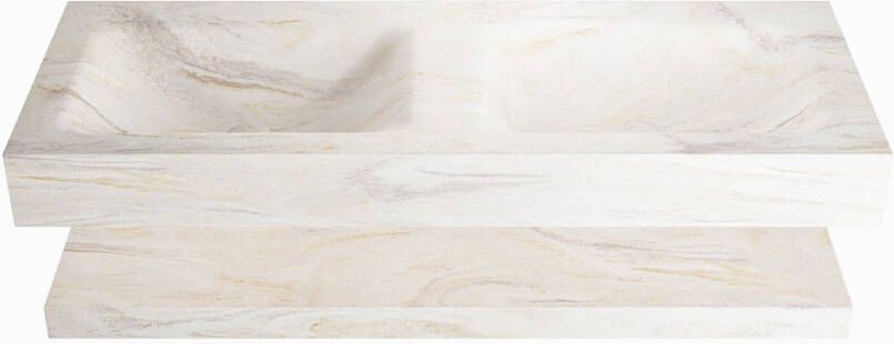 Mondiaz ALAN DLUX Badkamermeubelset 120cm planchet Ostra vrijhangende wastafel 2 wasbakken 2 kraangaten Ostra ADX120OstPLD2Ost - Foto 2