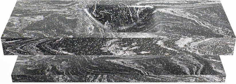 Mondiaz ALAN DLUX Badkamermeubelset 130cm planchet Lava vrijhangende wastafel wasbak midden 1 kraangat Lava ADX130LavPLM1Lav