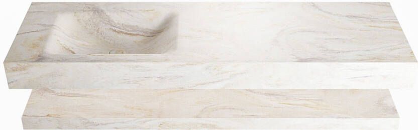 Mondiaz ALAN DLUX Badkamermeubelset 150cm planchet Ostra vrijhangende wastafel wasbak links 0 kraangaten Ostra ADX150OstPLL0Ost - Foto 2