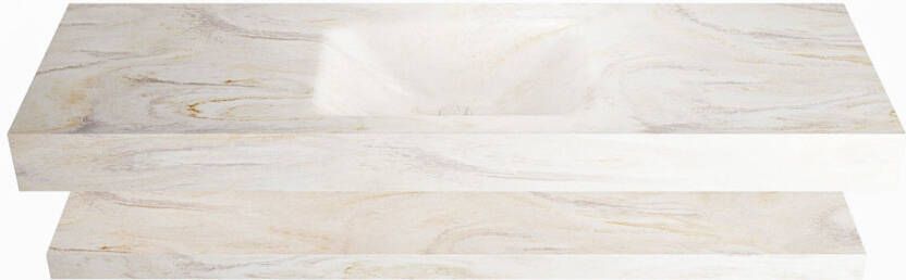 Mondiaz ALAN DLUX Badkamermeubelset 150cm planchet Ostra vrijhangende wastafel wasbak midden 1 kraangat Ostra ADX150OstPLM1Ost - Foto 2