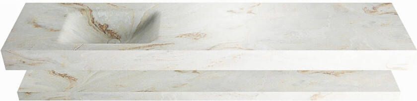 Mondiaz ALAN DLUX Badkamermeubelset 200cm planchet Frappe vrijhangende wastafel wasbak links 0 kraangaten Frappe ADX200FraPLL0Fra - Foto 2