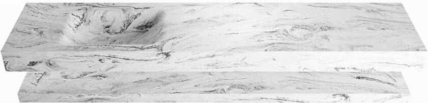 Mondiaz ALAN DLUX Badkamermeubelset 200cm planchet Glace vrijhangende wastafel wasbak links 1 kraangat Glace ADX200GlaPLL1Gla - Foto 2