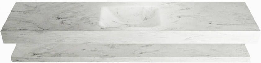 Mondiaz ALAN DLUX Badkamermeubelset 200cm planchet Opalo vrijhangende wastafel wasbak midden 0 kraangaten Opalo ADX200OpaPLM0Opa - Foto 2