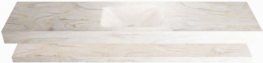 Mondiaz ALAN DLUX Badkamermeubelset 200cm planchet Ostra vrijhangende wastafel wasbak midden 1 kraangat Ostra ADX200OstPLM1Ost - Foto 2