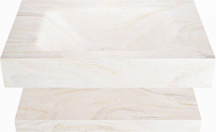 Mondiaz ALAN DLUX Badkamermeubelset 70cm planchet Ostra vrijhangende wastafel wasbak midden 1 kraangat Ostra ADX70OstPLM1Ost - Foto 2