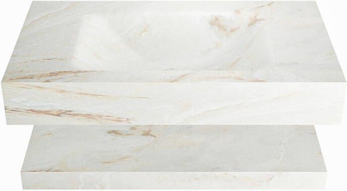 Mondiaz ALAN DLUX Badkamermeubelset 80cm planchet Frappe vrijhangende wastafel wasbak midden 1 kraangat Frappe ADX80FraPLM1Fra - Foto 3