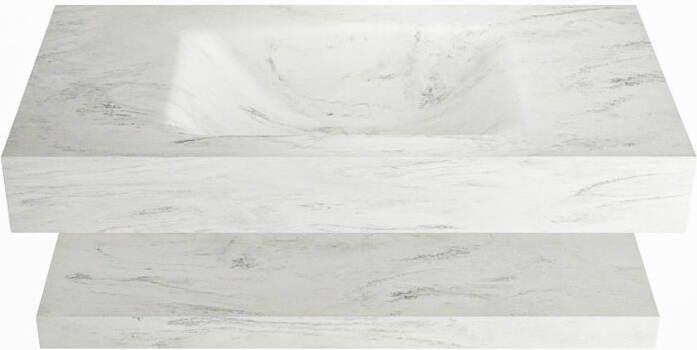 Mondiaz ALAN DLUX Badkamermeubelset 90cm planchet Opalo vrijhangende wastafel wasbak midden 0 kraangaten Opalo ADX90OpaPLM0Opa - Foto 2