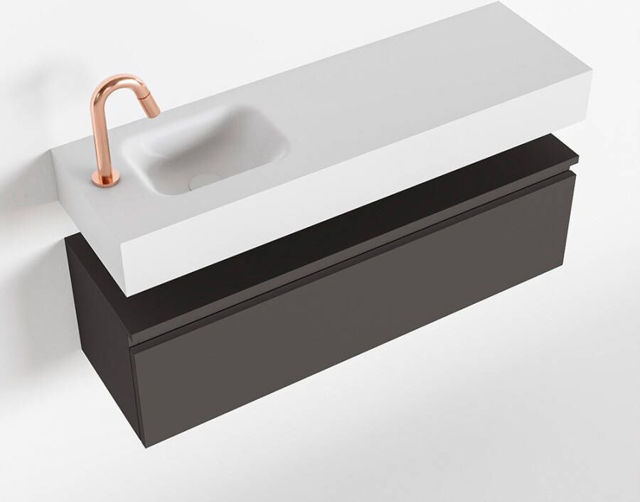 Mondiaz ANDOR Toiletmeubel 100x30x30cm met 1 kraangaten 1 lades dark grey mat Wastafel Lex links Solid Surface Wit FK75343178