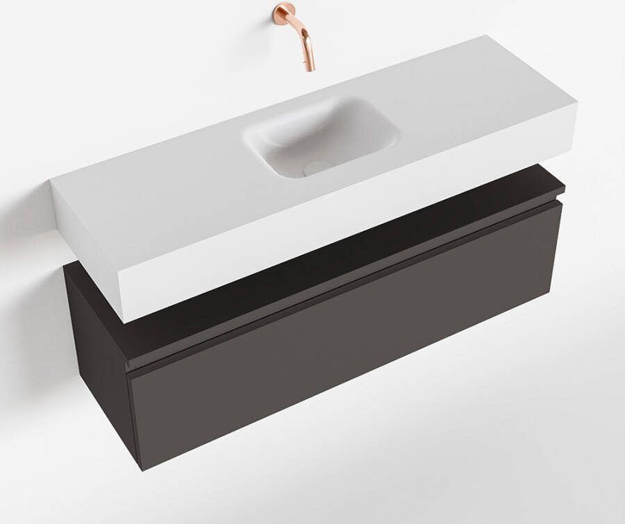 Mondiaz ANDOR Toiletmeubel 100x30x30cm met 0 kraangaten 1 lades dark grey mat Wastafel Lex midden Solid Surface Wit FK75343177