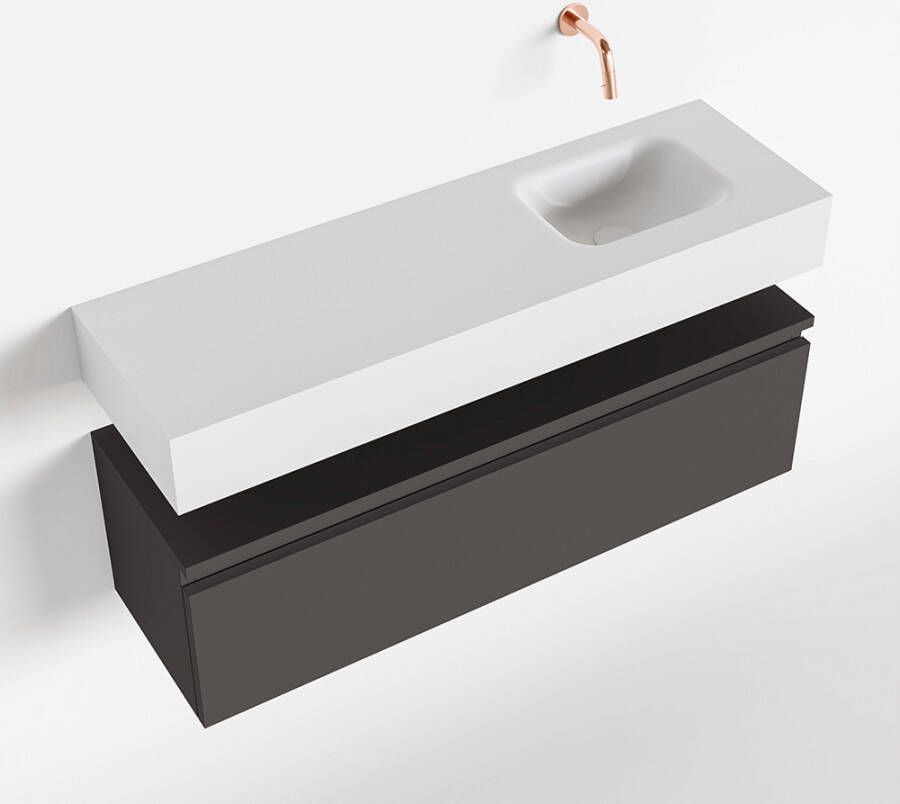 Mondiaz ANDOR Toiletmeubel 100x30x30cm met 0 kraangaten 1 lades dark grey mat Wastafel Lex rechts Solid Surface Wit FK75343181