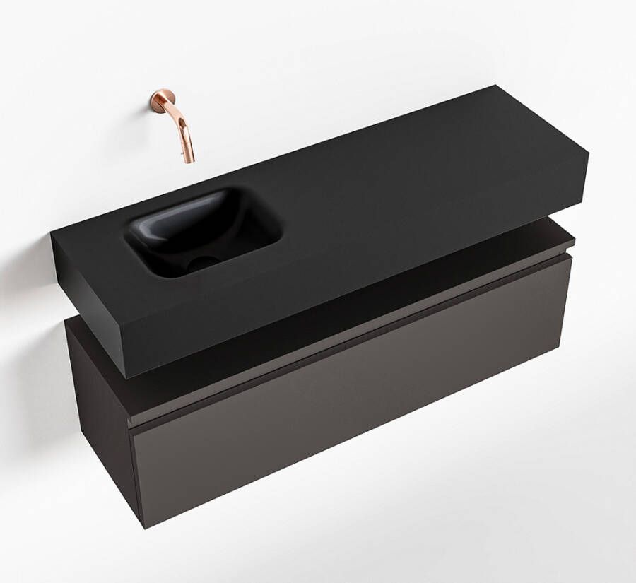 Mondiaz ANDOR Toiletmeubel 100x30x30cm met 0 kraangaten 1 lades dark grey mat Wastafel Lex links Solid Surface Zwart FK75343527 - Foto 3