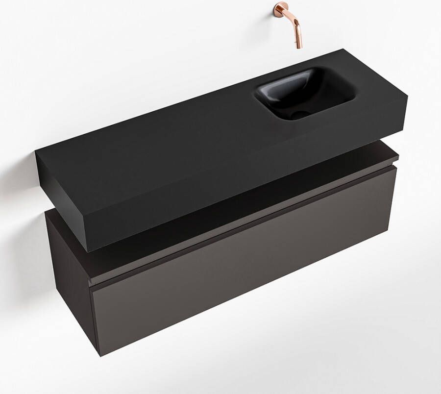Mondiaz ANDOR Toiletmeubel 100x30x30cm met 0 kraangaten 1 lades dark grey mat Wastafel Lex rechts Solid Surface Zwart FK75343529