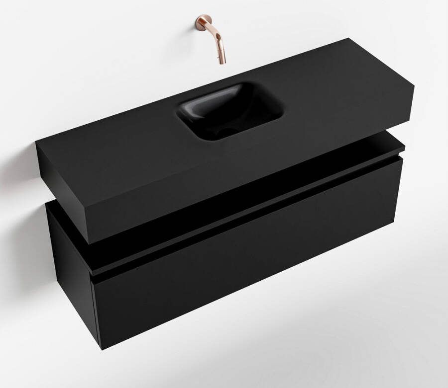 Mondiaz ANDOR Toiletmeubel 100x30x30cm met 0 kraangaten 1 lades urban mat Wastafel Lex midden Solid Surface Zwart FK75343496 - Foto 2