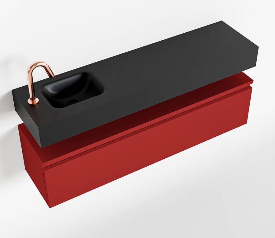 Mondiaz ANDOR Toiletmeubel 120x30x30cm met 1 kraangaten 1 lades fire mat Wastafel Lex links Solid Surface Zwart FK75343648 - Foto 2
