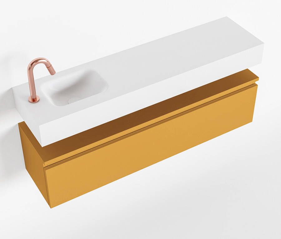Mondiaz ANDOR Toiletmeubel 120x30x30cm met 1 kraangaten 1 lades ocher mat Wastafel Lex links Solid Surface Wit FK75343271
