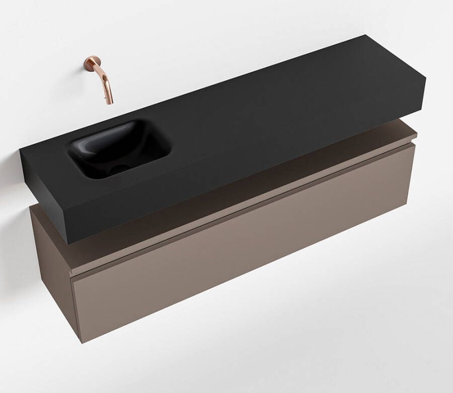 Mondiaz ANDOR Toiletmeubel 120x30x30cm met 0 kraangaten 1 lades smoke mat Wastafel Lex links Solid Surface Zwart FK75343562 - Foto 2