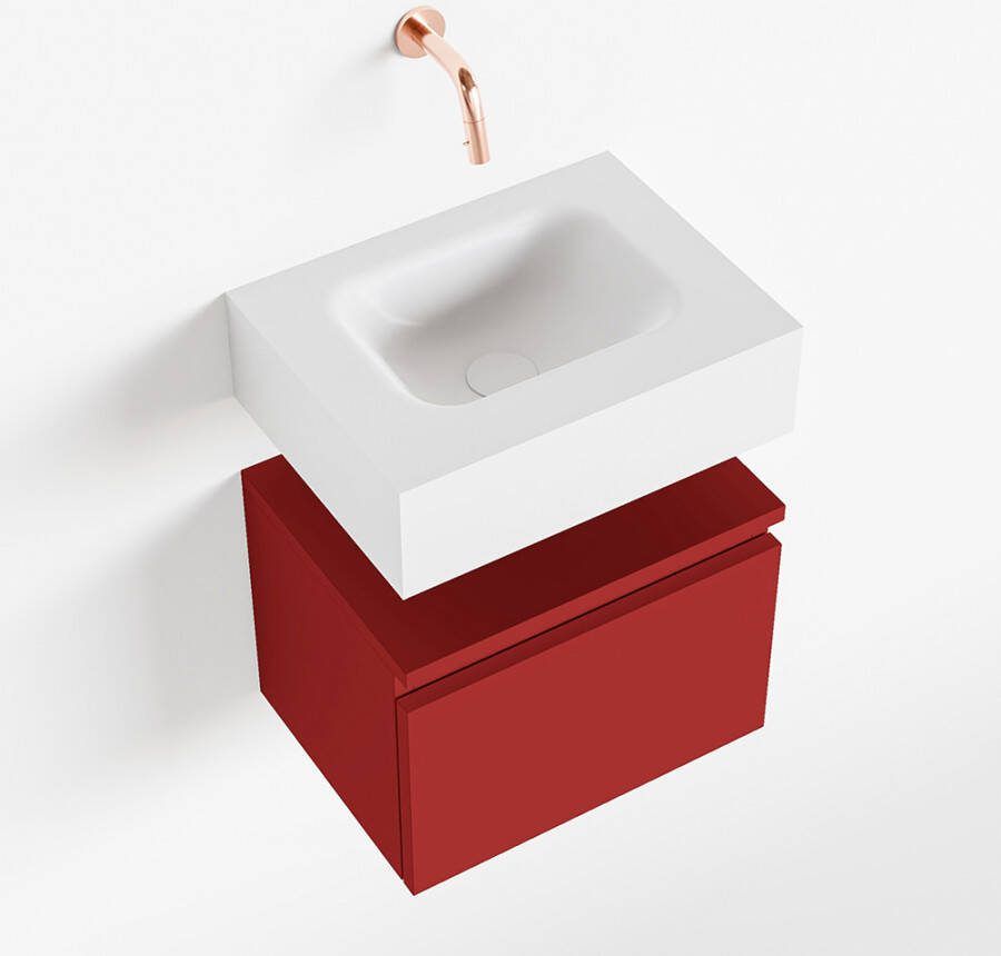 Mondiaz ANDOR Toiletmeubel 40x30x30cm met 0 kraangaten 1 lades fire mat Wastafel Lex midden Solid Surface Wit FK75343275