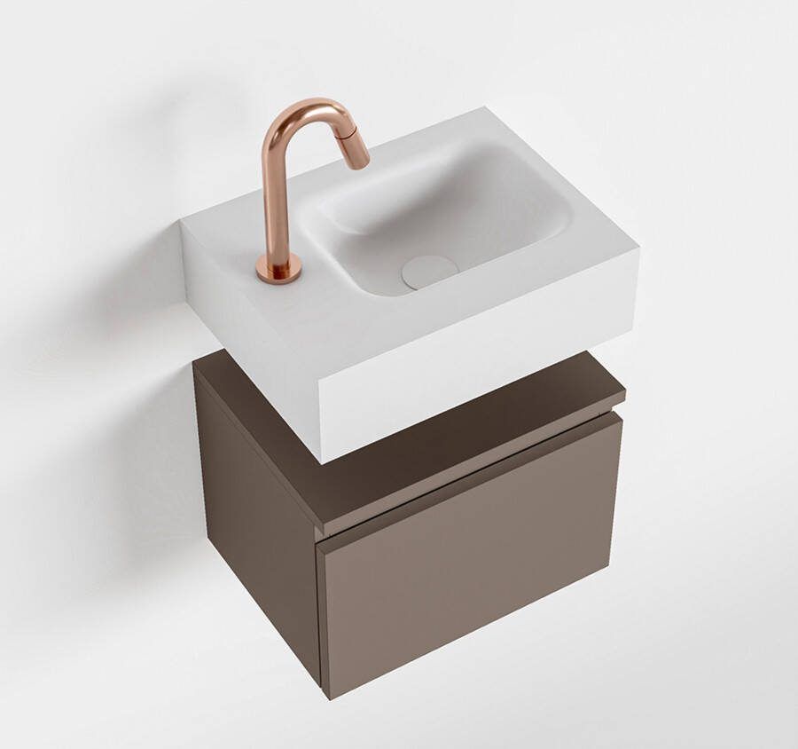 Mondiaz ANDOR Toiletmeubel 40x30x30cm met 1 kraangaten 1 lades smoke mat Wastafel Lex rechts Solid Surface Wit FK75343191 - Foto 3