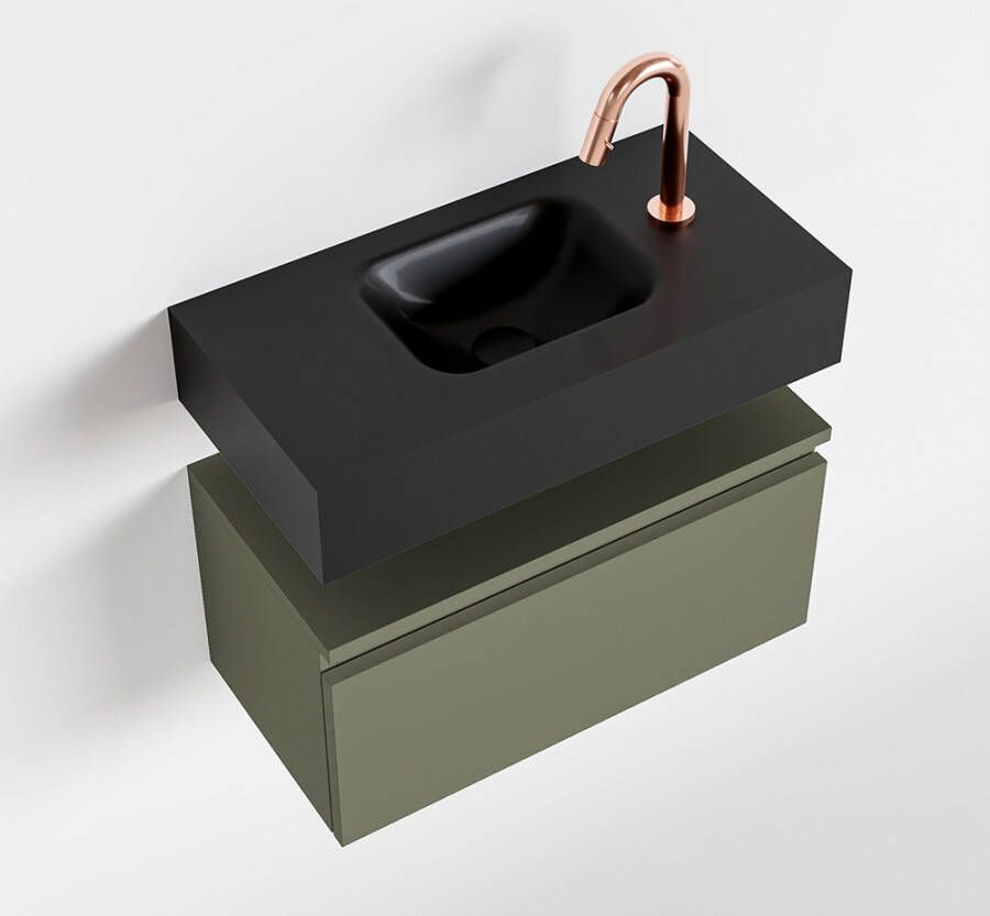 Mondiaz ANDOR Toiletmeubel 60x30x30cm met 1 kraangaten 1 lades army mat Wastafel Lex midden Solid Surface Zwart FK75343570 - Foto 2