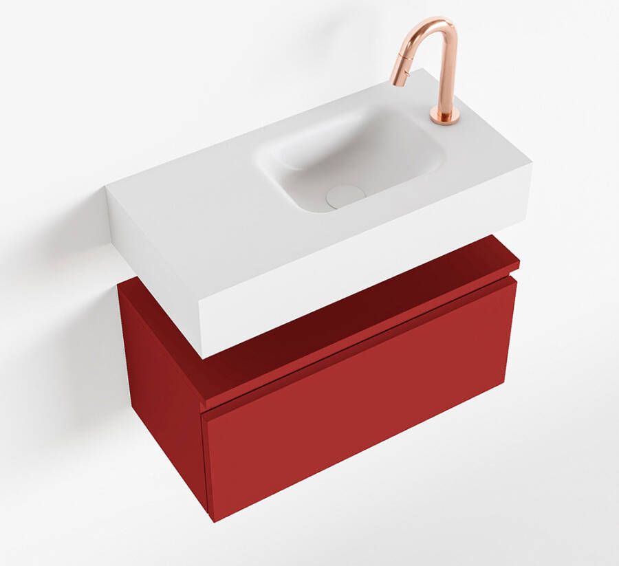 Mondiaz ANDOR Toiletmeubel 60x30x30cm met 1 kraangaten 1 lades fire mat Wastafel Lex rechts Solid Surface Wit FK75343284 - Foto 2