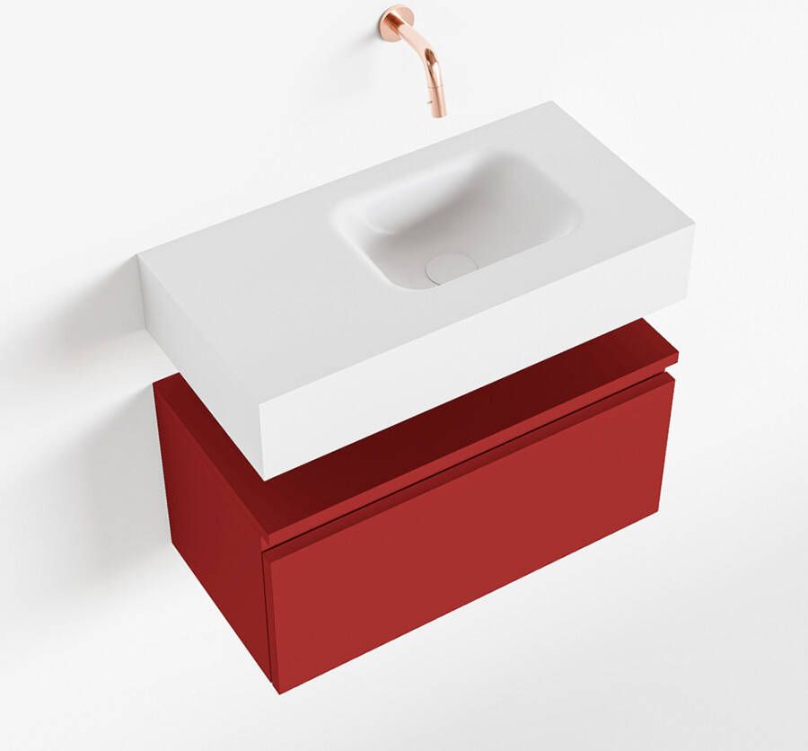 Mondiaz ANDOR Toiletmeubel 60x30x30cm met 0 kraangaten 1 lades fire mat Wastafel Lex rechts Solid Surface Wit FK75343285