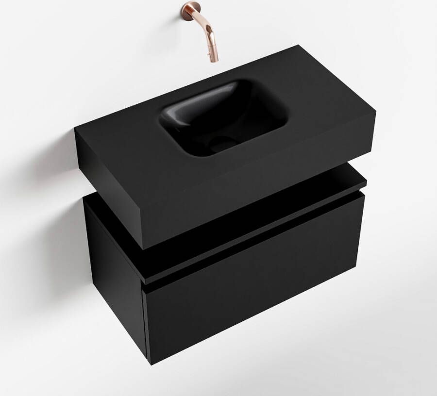Mondiaz ANDOR Toiletmeubel 60x30x30cm met 0 kraangaten 1 lades urban mat Wastafel Lex midden Solid Surface Zwart FK75343484 - Foto 2