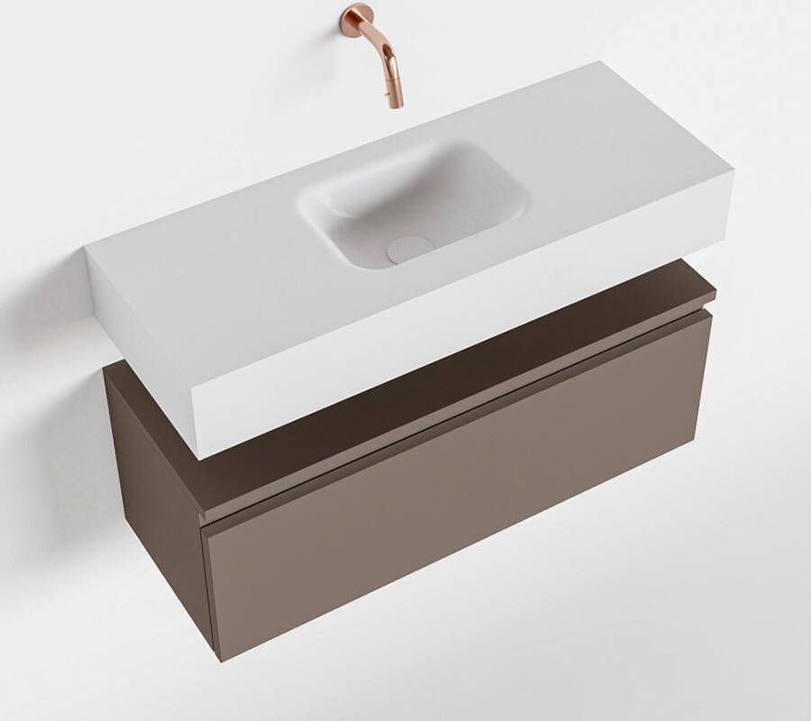 Mondiaz ANDOR Toiletmeubel 80x30x30cm met 0 kraangaten 1 lades smoke mat Wastafel Lex midden Solid Surface Wit FK75343200 - Foto 2