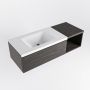 Mondiaz BUKLA badmeubelset 120x45x34cm 1 kraangat wasbak links solid surface Talc greeploos 1 lade met softclose Melamine Dark brown BUKLA20112 - Thumbnail 3