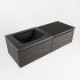 Mondiaz BUKLA badmeubelset 120x45x34cm 1 kraangat wasbak links solid surface Urban greeploos 2 lades met softclose Melamine Dark brown BUKLA10230 - Thumbnail 4